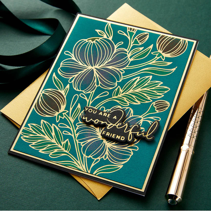 Spellbinders - Glimmer Hot Foil Plate - Glimmering Peonies