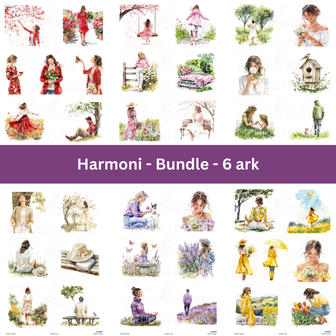 Bikuben Hobby - Klippeark - Harmoni Bundle - 6 ark