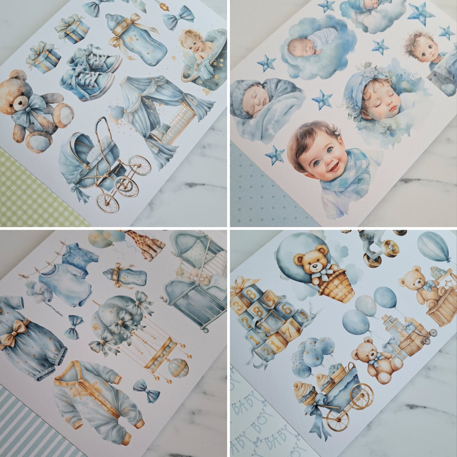 Mintay Papers -  Book Elements for cutting - Baby Boy  - 6 x 8"
