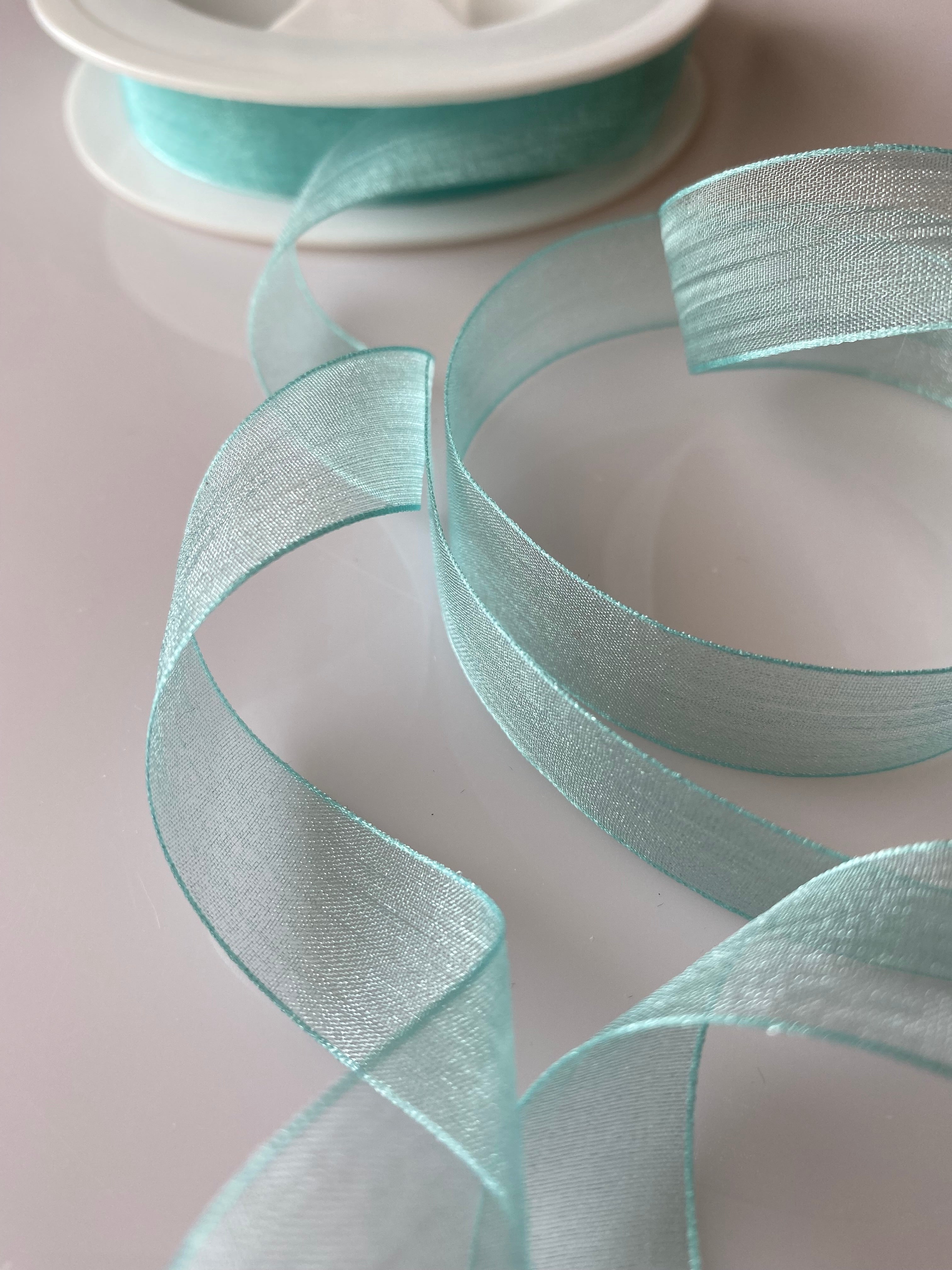 Bånd - Sheer - Organza - Aqua - 1,5cm - METERSVIS