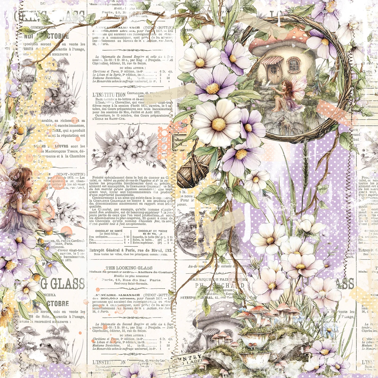 49 and Market - The Looking Glass - The Fairy Times - 12 x 12"