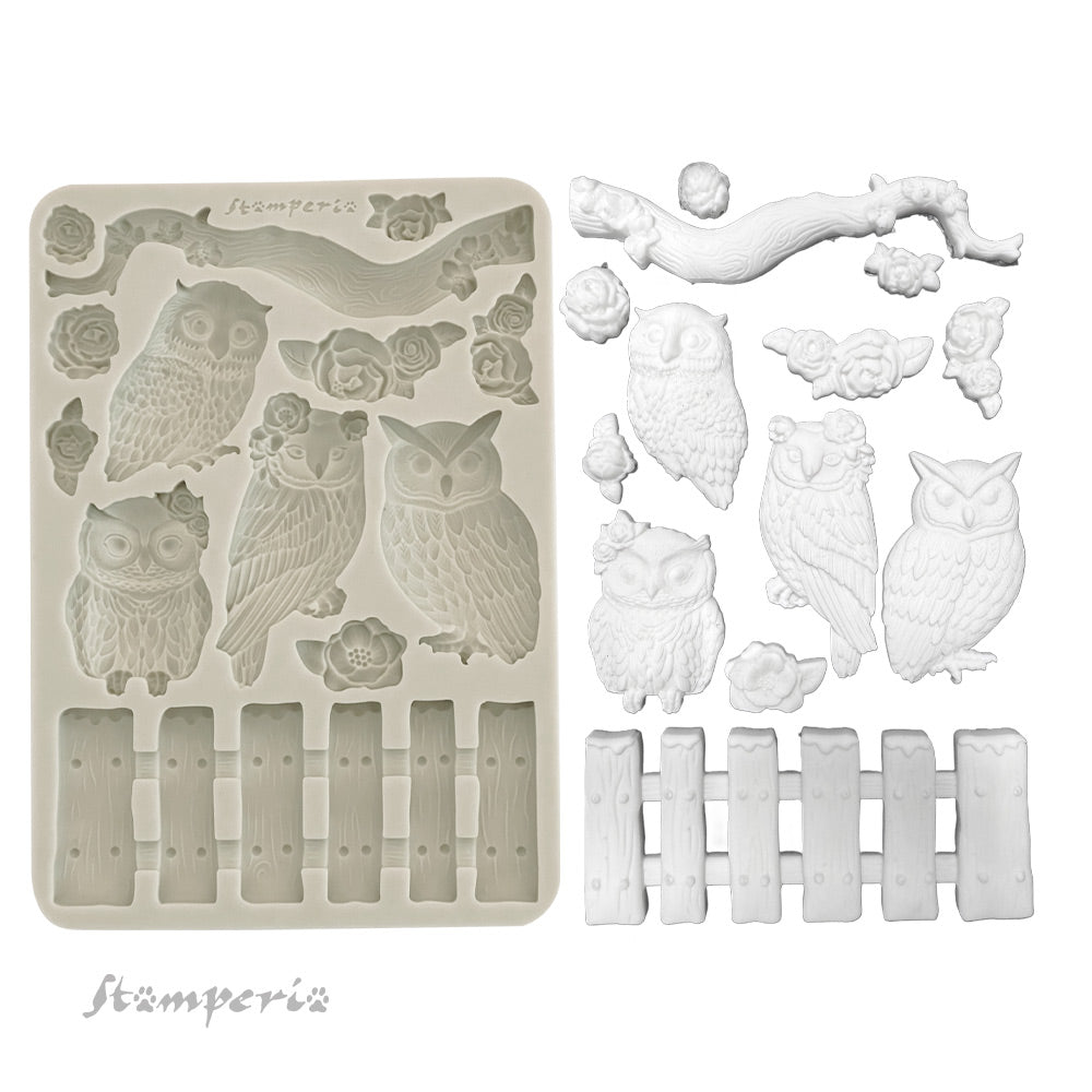 Stamperia  - The Owl's house - Silicon Mould - Owls and branch