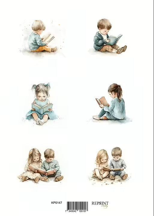 Reprint - Klippark - Children Reading - A4