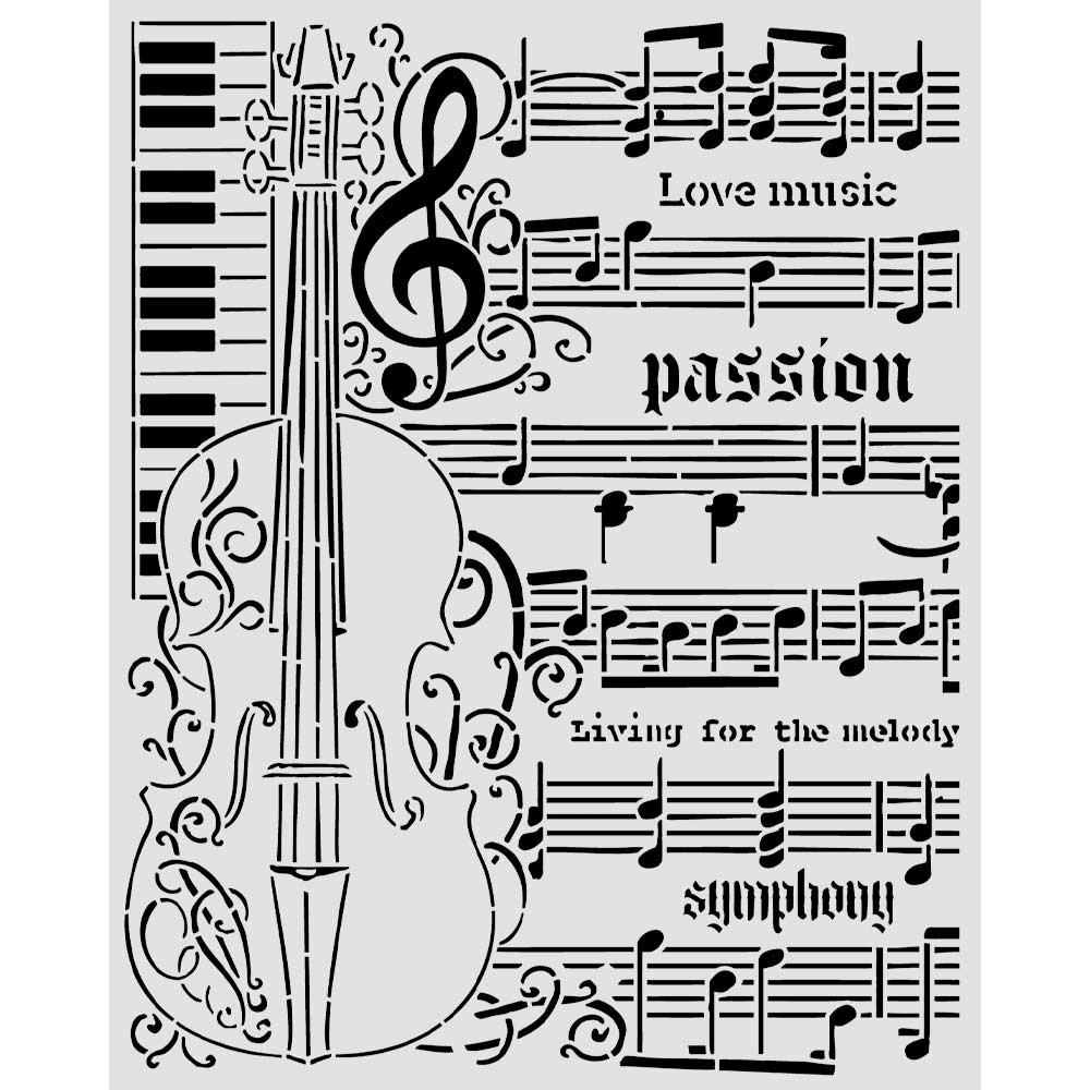 Stamperia - Thick Stencil 20x25 cm - Symphony - Violin