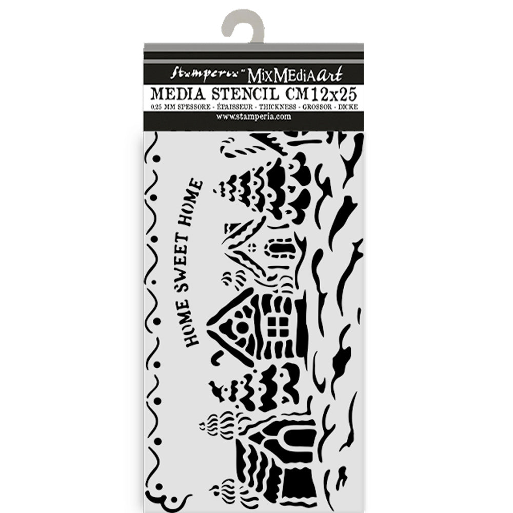 Stamperia - Candy Christmas - Stencil - Village - 12x25cm