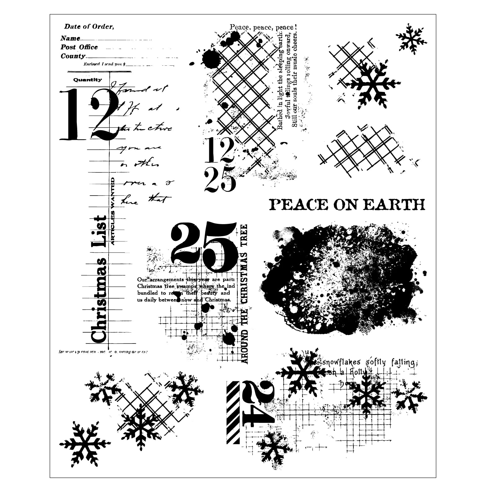 Sizzix - 49 & Market - Clear Stamps Set Holiday Textures