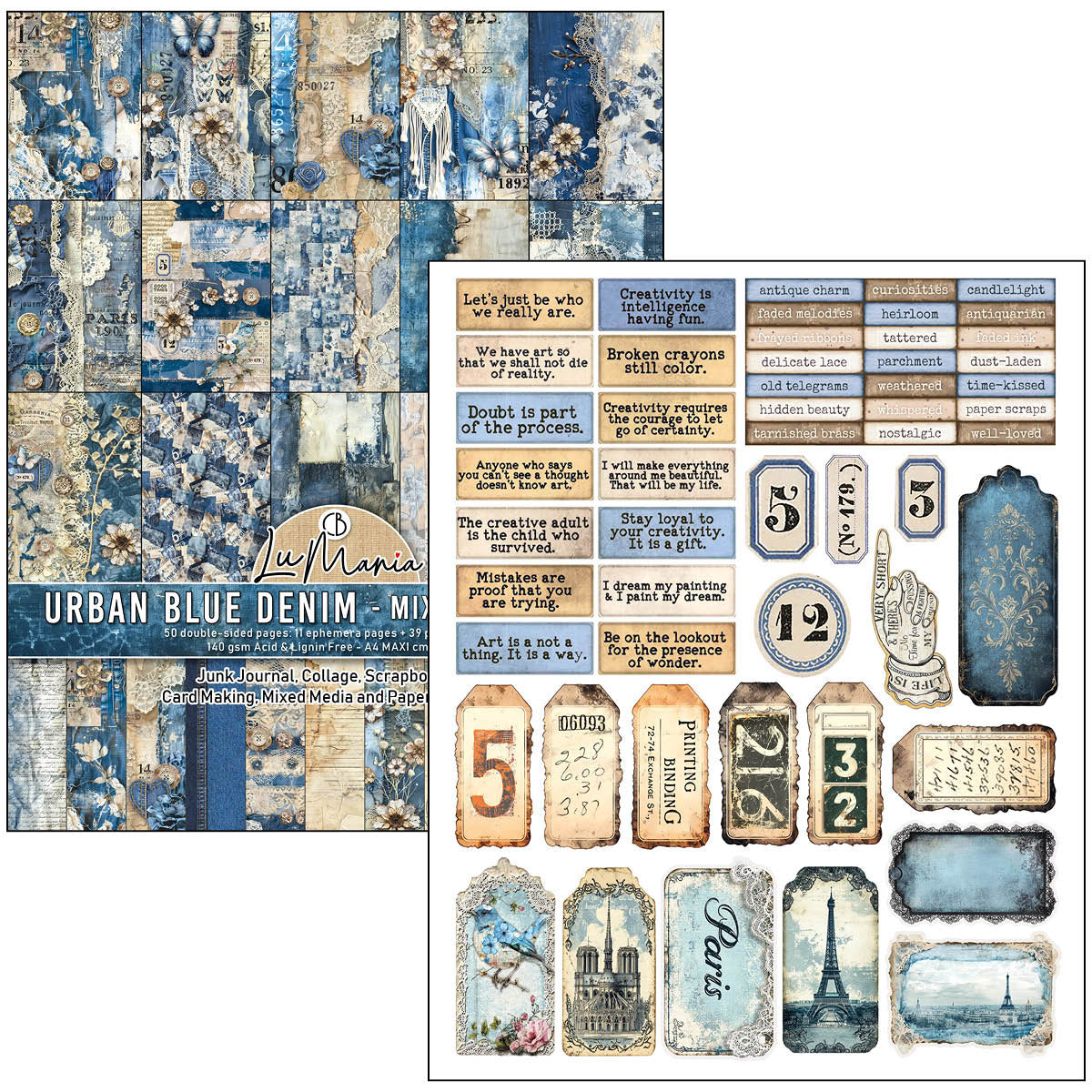 Ciao Bella - Mixed Media Book - Urban Blue Denim - Maxi