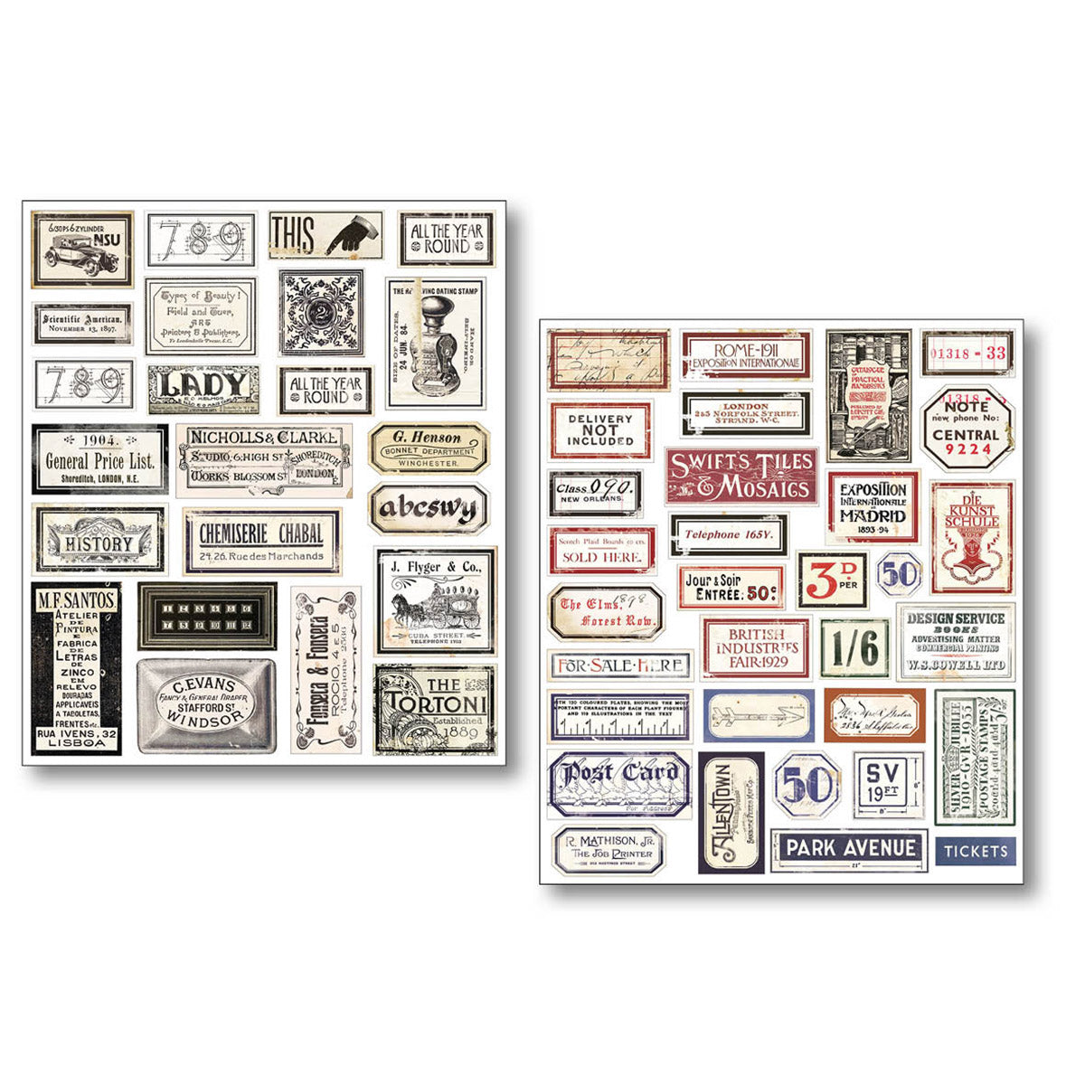 Ciao Bella - Lumania Art Sticker set - Vintage Scripts