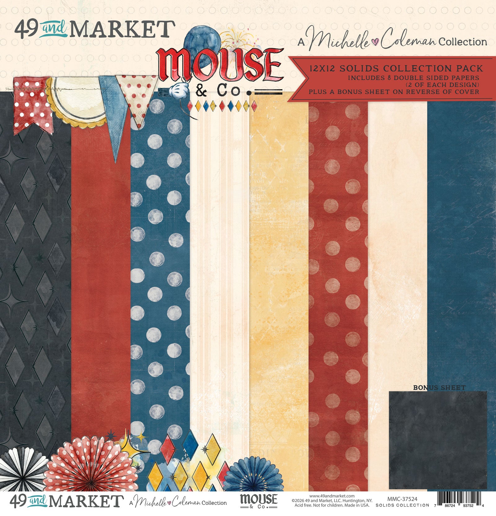 49 and Market - Mouse & Co. - Solids Collection Pack - 12 x 12"