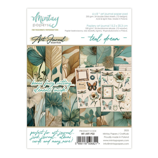 Mintay Papers - 6 x 8" Art Journal Paper Pad - Teal Dream