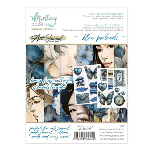 Mintay Papers - 6 x 8" Art Journal Paper Pad - Blue Portraits