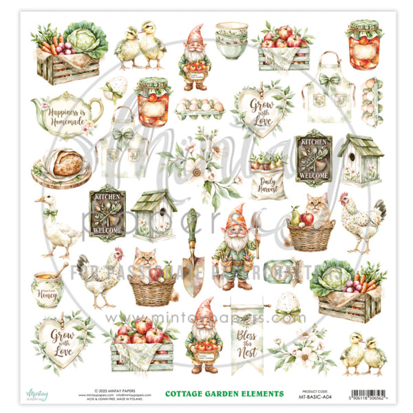 Mintay Papers - Cottage Garden Elements - Klippark - 12 x 12"