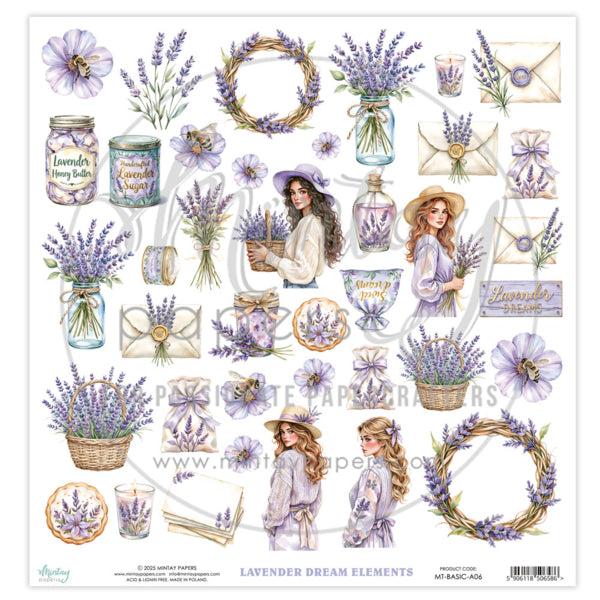 Mintay Papers - Lavender Dreams Elements - Klippark - 12 x 12"