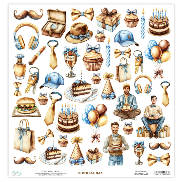 Mintay Papers - Elements - Birthday Man - Klippark - 12 x 12"