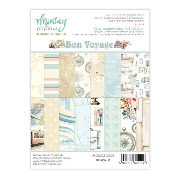 Mintay Papers - Bon Voyage - Add On Paper Pad - 6 x 8"