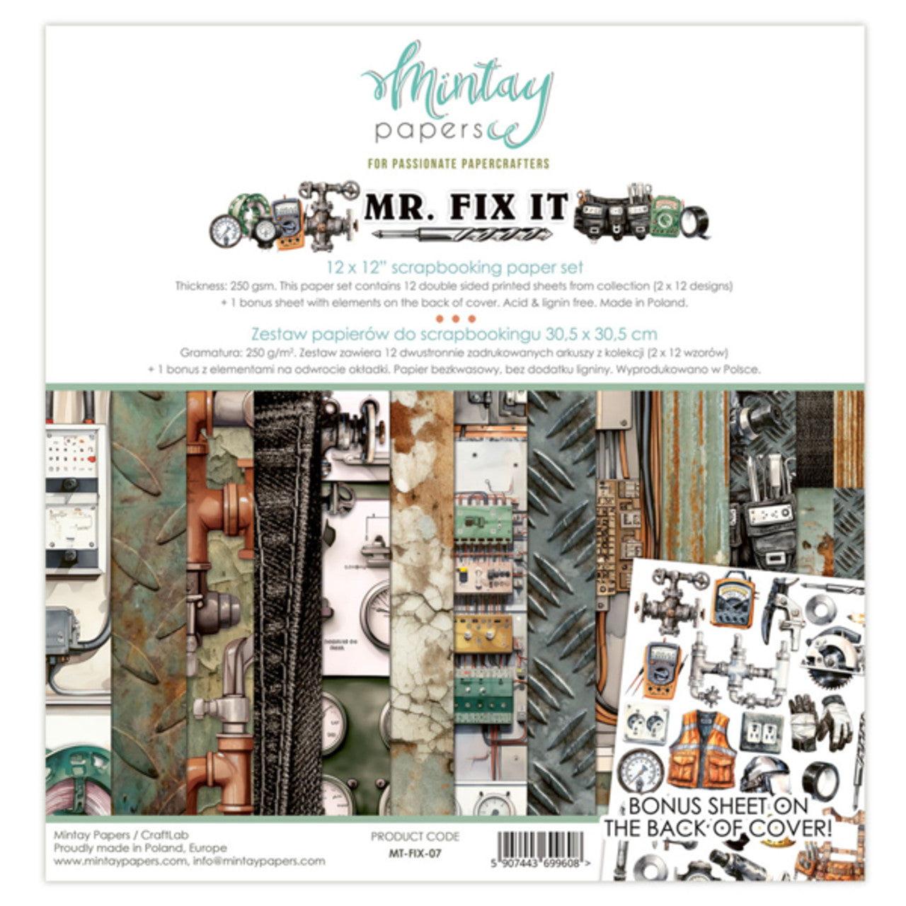 Mintay Papers - Mr. Fix It - Paper Pack  - 12 x 12"