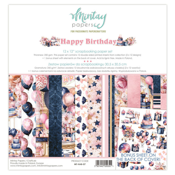 Mintay Papers - Happy Birthday - Paper Pack - 12 x 12"