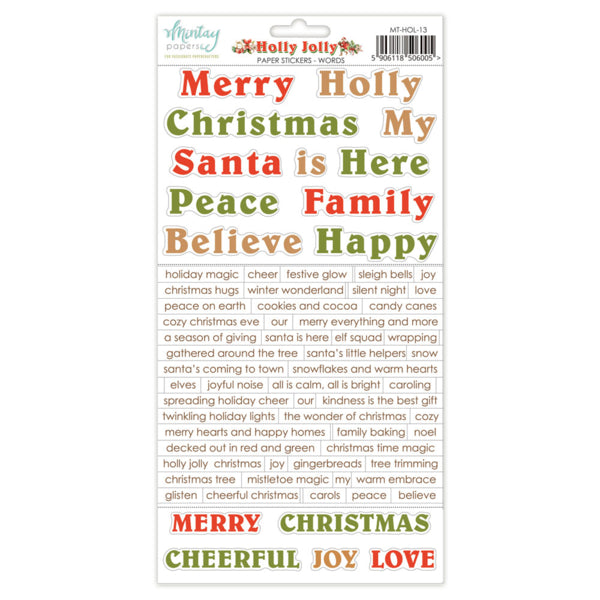 Mintay - Holly Jolly - Paper Stickers - Words - 6 x 12"