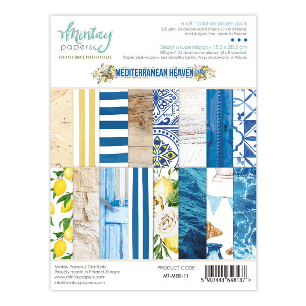 Mintay Papers - Mediterranean Heaven - Add On Paper Pad -  6 x 8"
