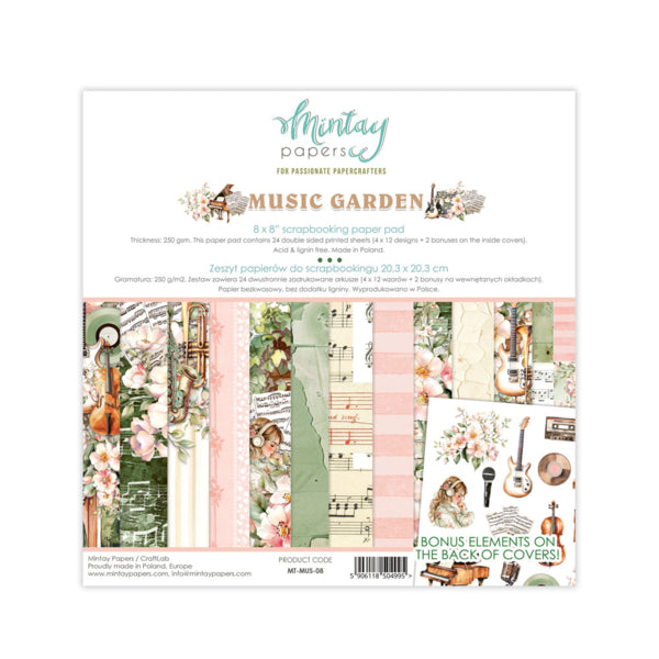 Mintay Papers - Music Garden - Paper Pad - 8 x 8"