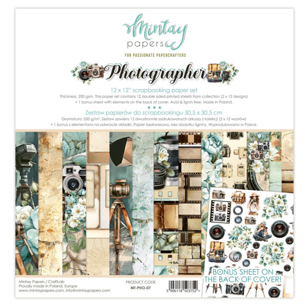 Mintay Papers - Photographer - Paper Pack - 12 x 12"