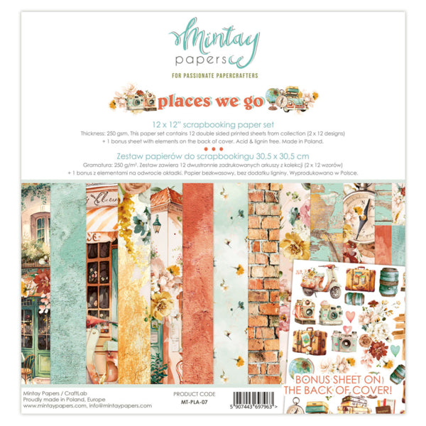 Mintay Papers - Places we go - Paper Pack - 12 x 12"