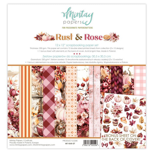 Mintay Papers - Rust & Rose - Paper Pack - 12 x 12"