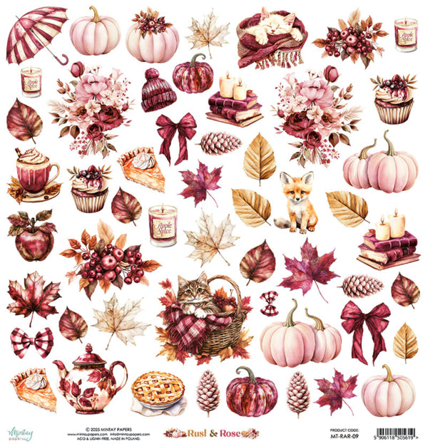 Mintay Papers - Elements Paper - Rust & Rose - 09 - 12x12"