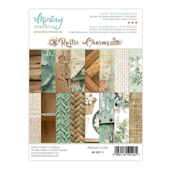 Mintay Papers - Rustic Charms - Add On Paper Pad -  6 x 8"