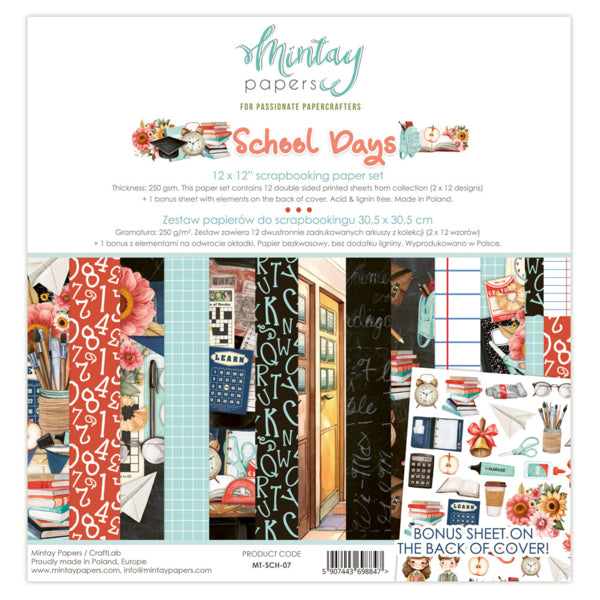 Mintay Papers - School days - Paper Pack - 12 x 12"