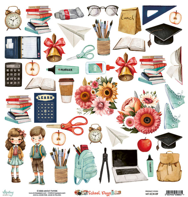 Mintay Papers - School Days - 09 - Elements paper - 12x12"