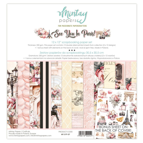 Mintay Papers - See you in Paris - Paper Pack - 12 x 12"