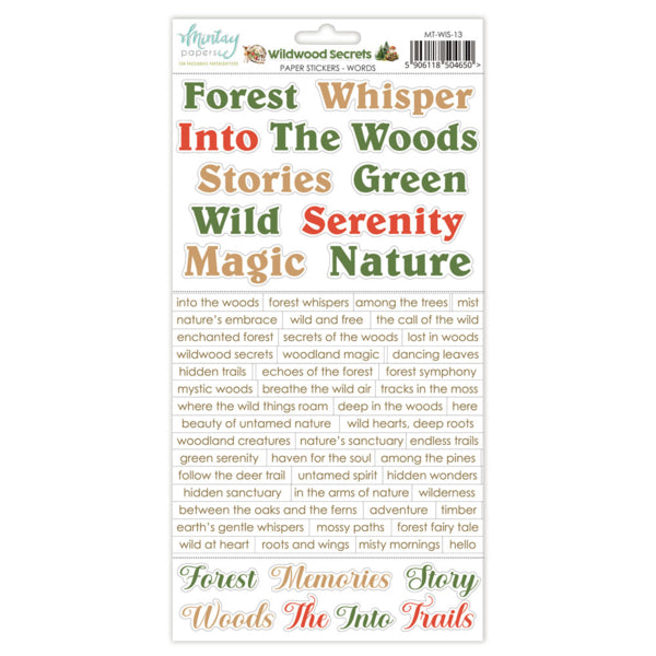 Mintay - Wildwood Secrets - Paper Stickers Words - 6 x 12"