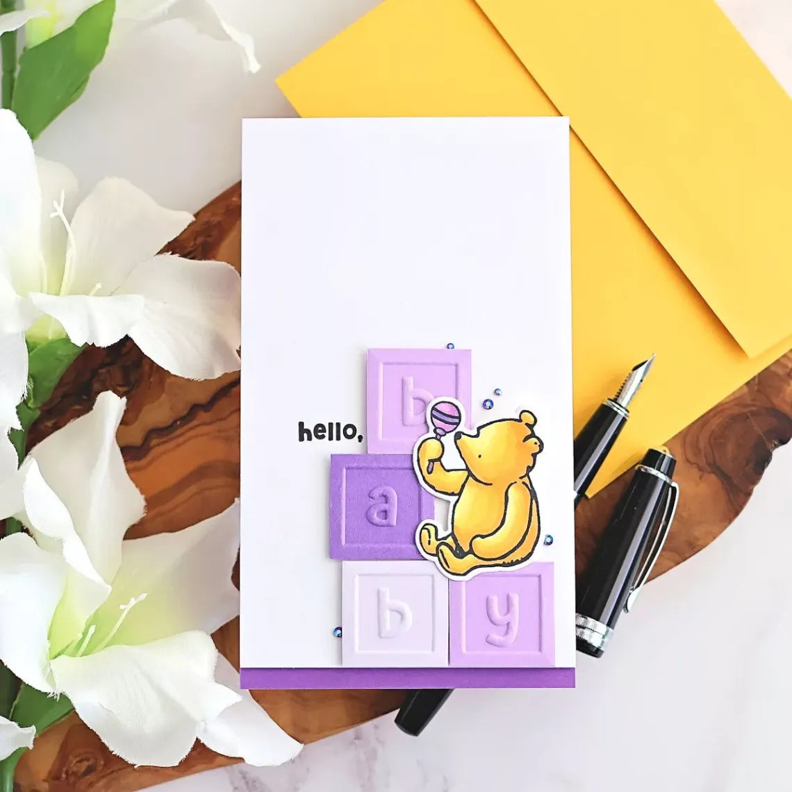 Spellbinders- Say Cheese Classic Pooh Baby - 3D embossing Folder - Classic Pooh Baby Blocks