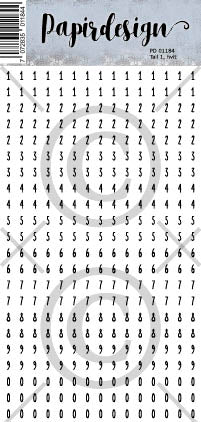 Papirdesign - Ord klistremerker - Tall 1, hvit