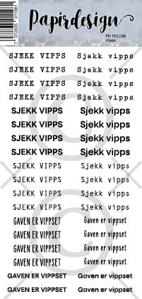 Papirdesign - Ord klistremerker - Vipps, hvit