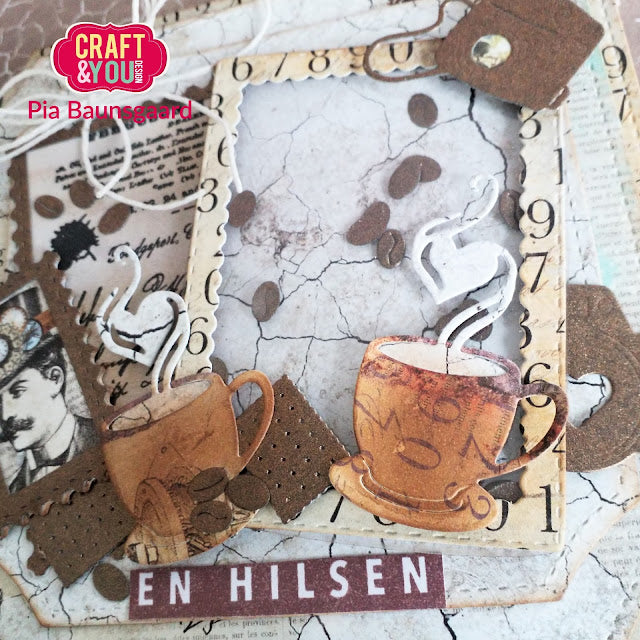 Craft and You - Dies - ATC Frame with a cup of coffee