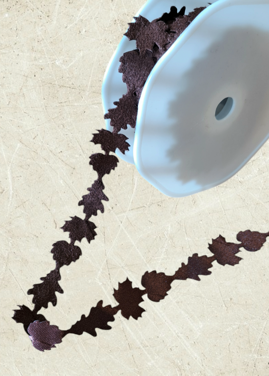 Vivant - Small Leaves Ribbon - Brown (metervis)