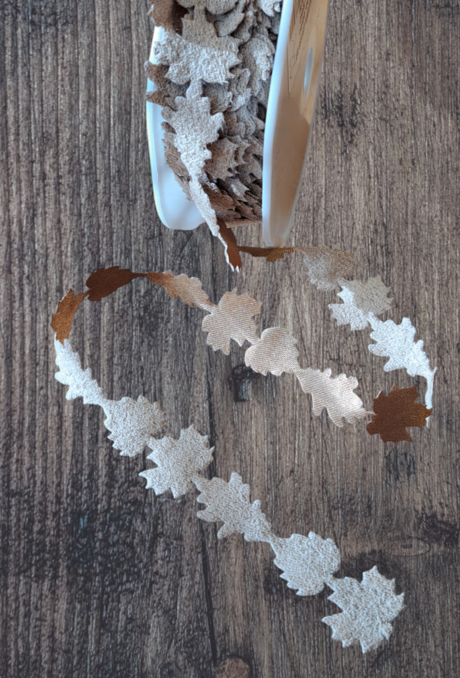 Vivant - Small Leaves Ribbon - Light Brown (metervis)