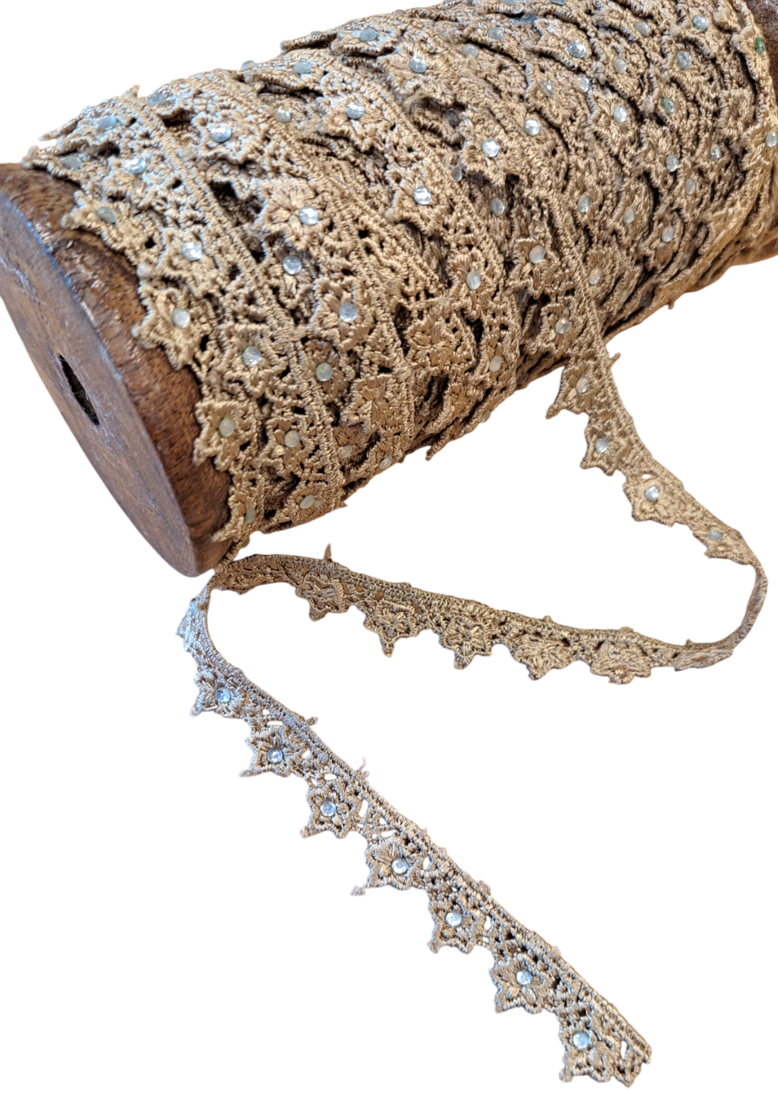 Antique Gold Crochet Lace with bling (metersvis)