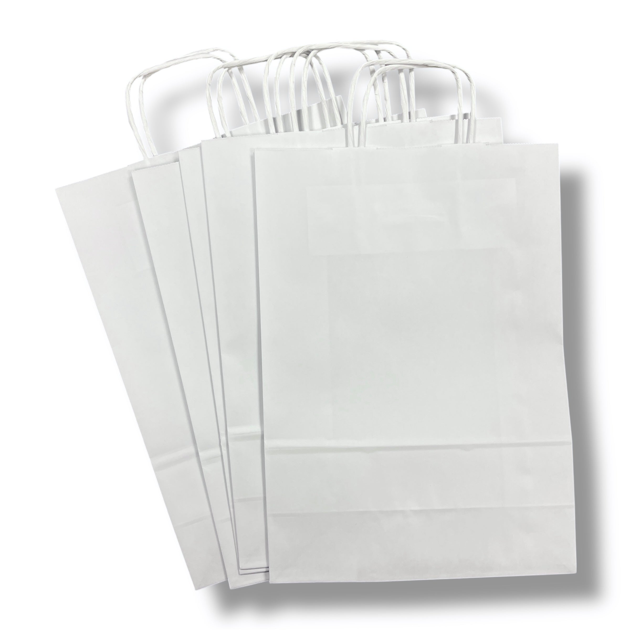 Papirposer - Hvit m/hank - 22x10x31cm - 5 stk