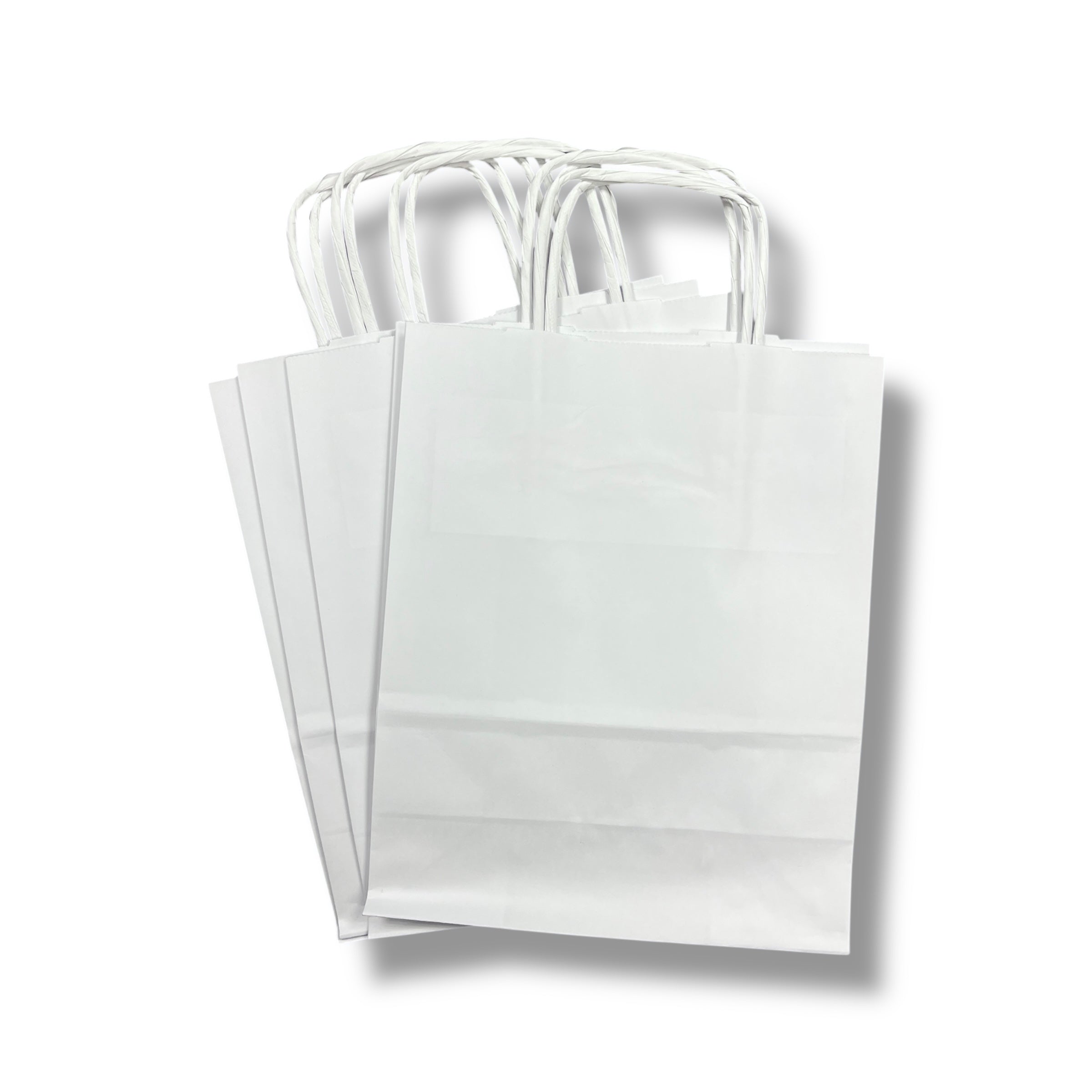 Papirposer - Hvit m/hank - 18x8x22 cm - 5 stk.