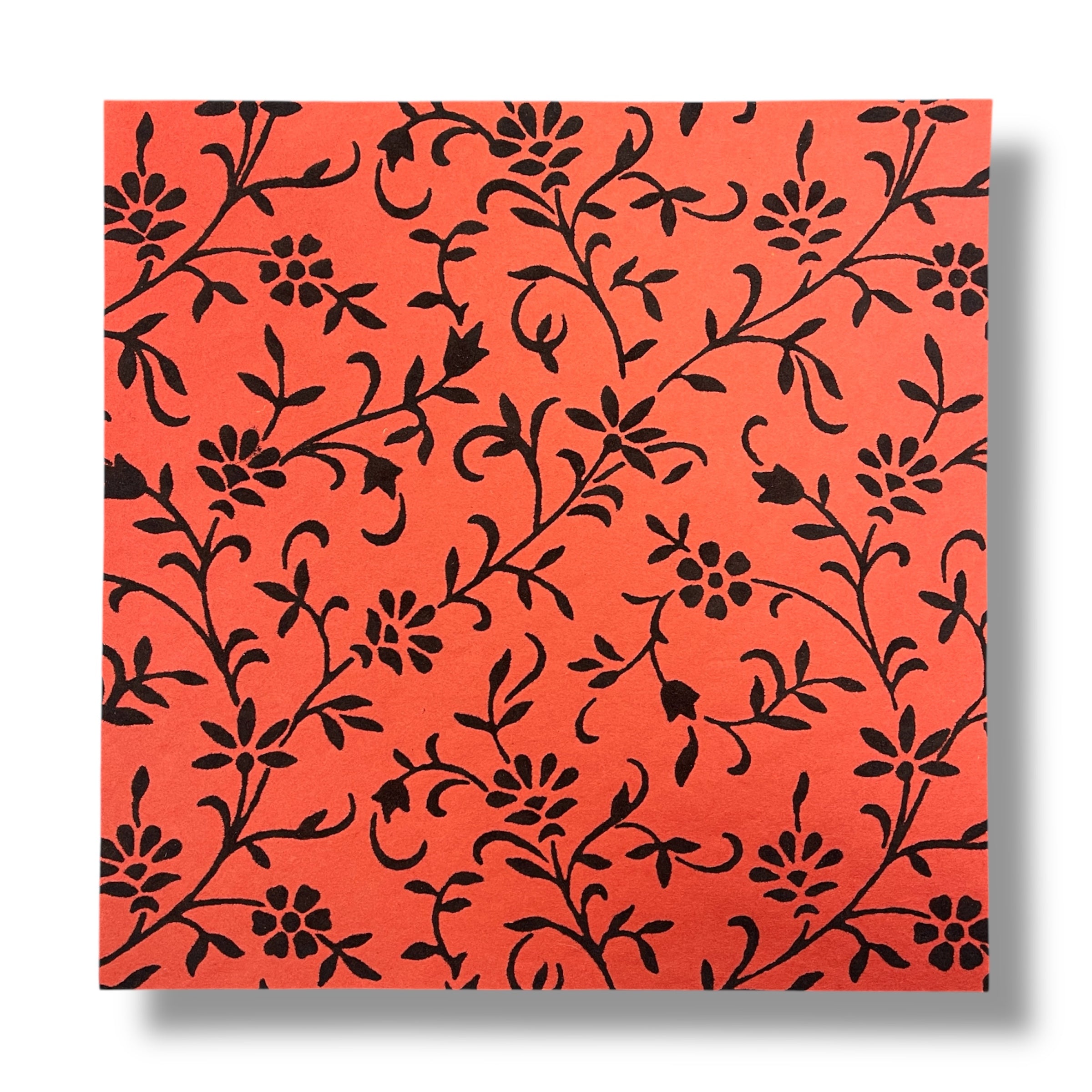 The Paper Company - Decorative Paper - Black Velvet - Flocked Floral On Red - 12 x 12"