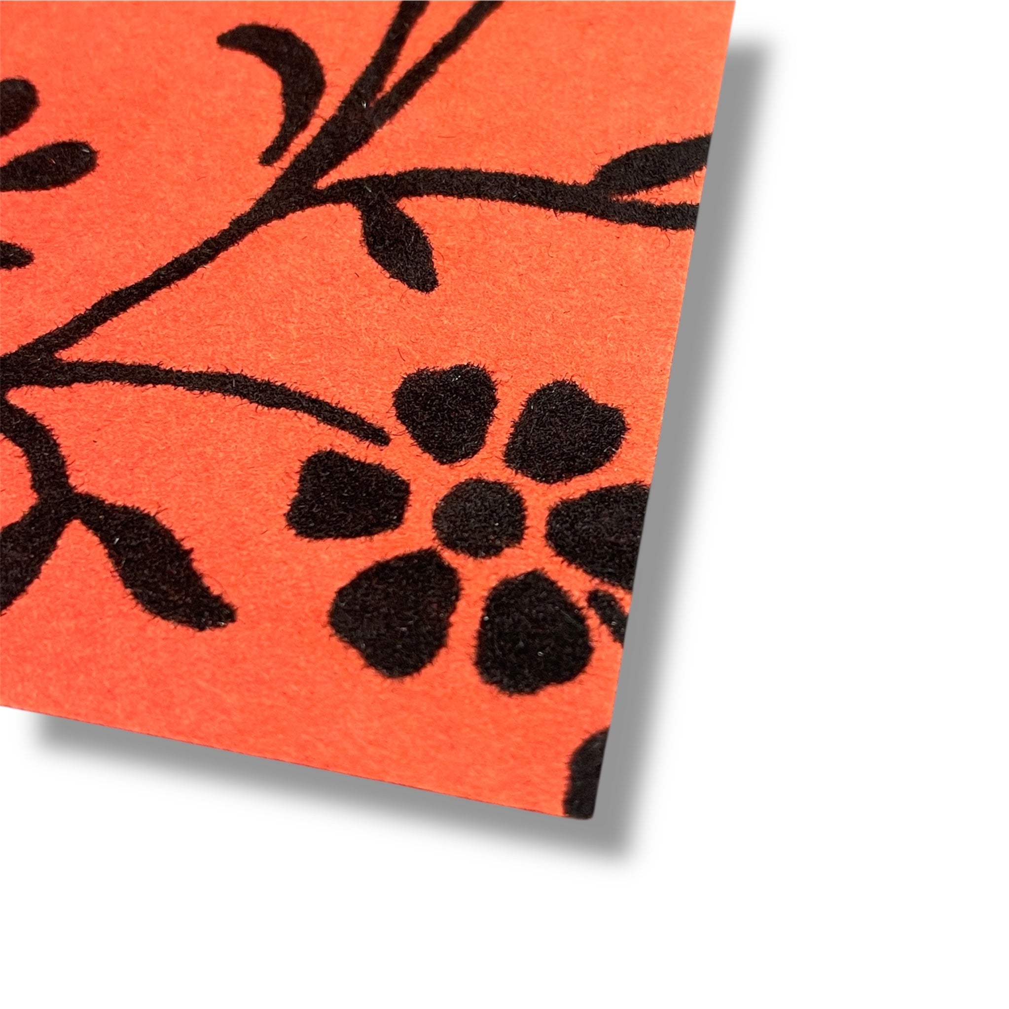 The Paper Company - Decorative Paper - Black Velvet - Flocked Floral On Red - 12 x 12"