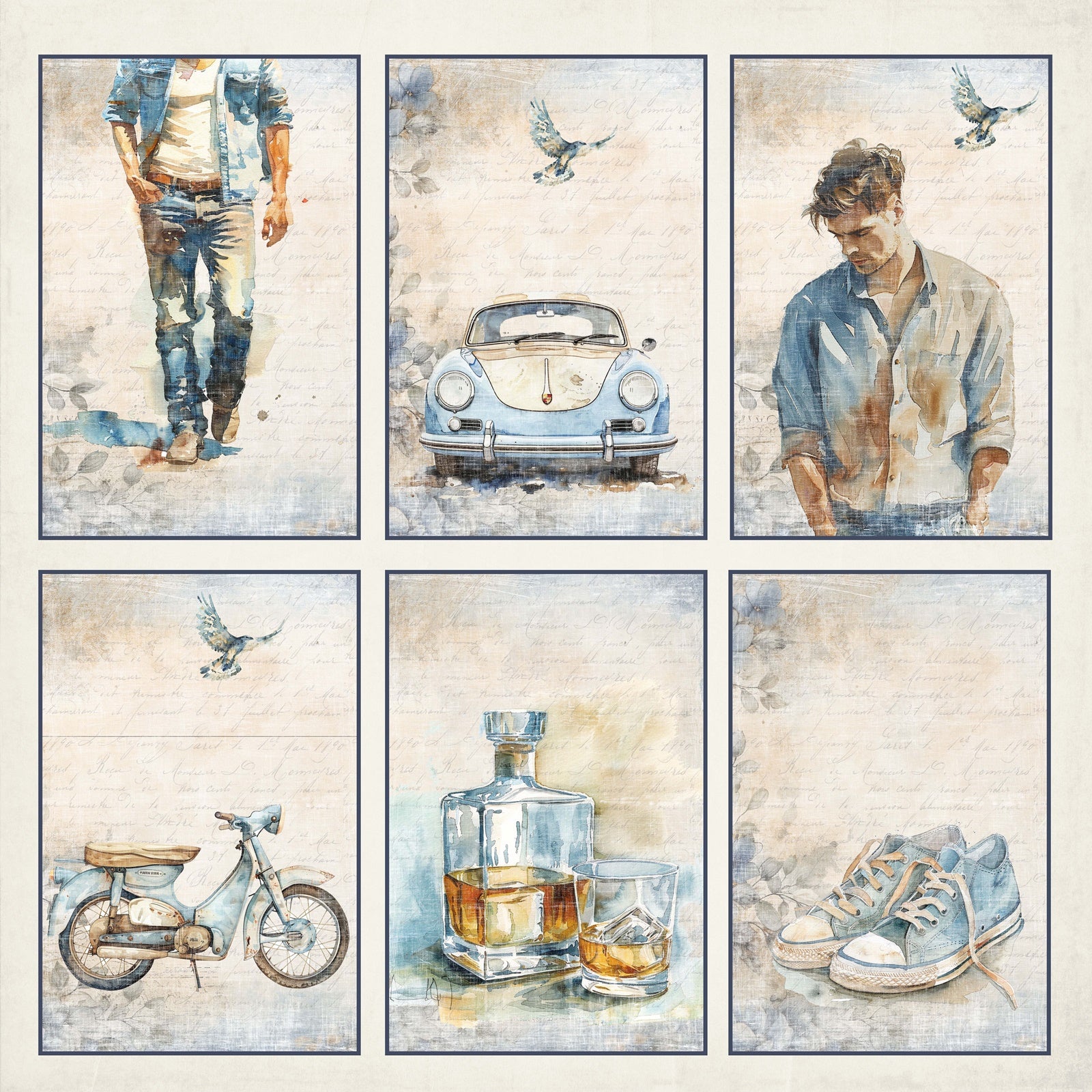 Reprint - Guys - Tags - 12 x 12"