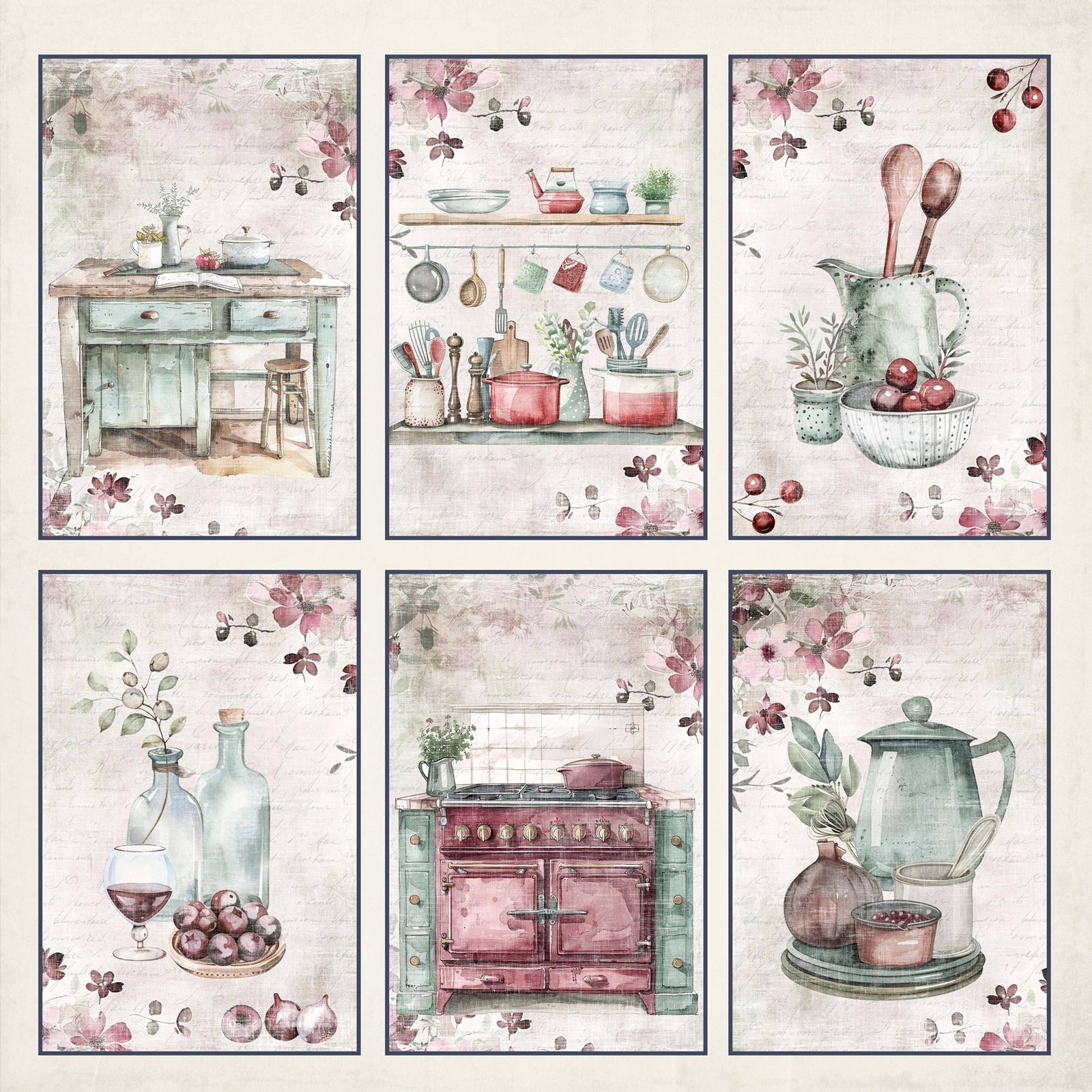 Reprint - Kitchen - Cards - 12 x 12"