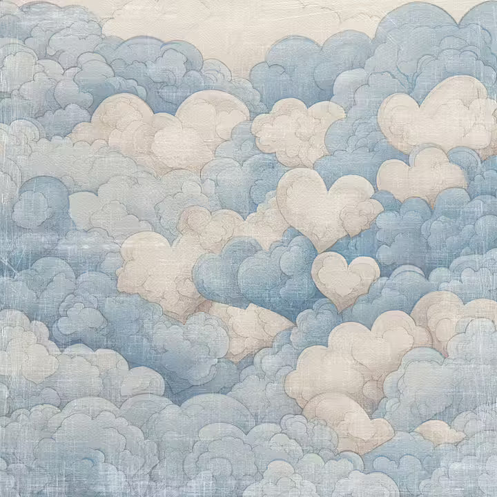Reprint - Happiness - Blue heart cloud - 12 x 12"