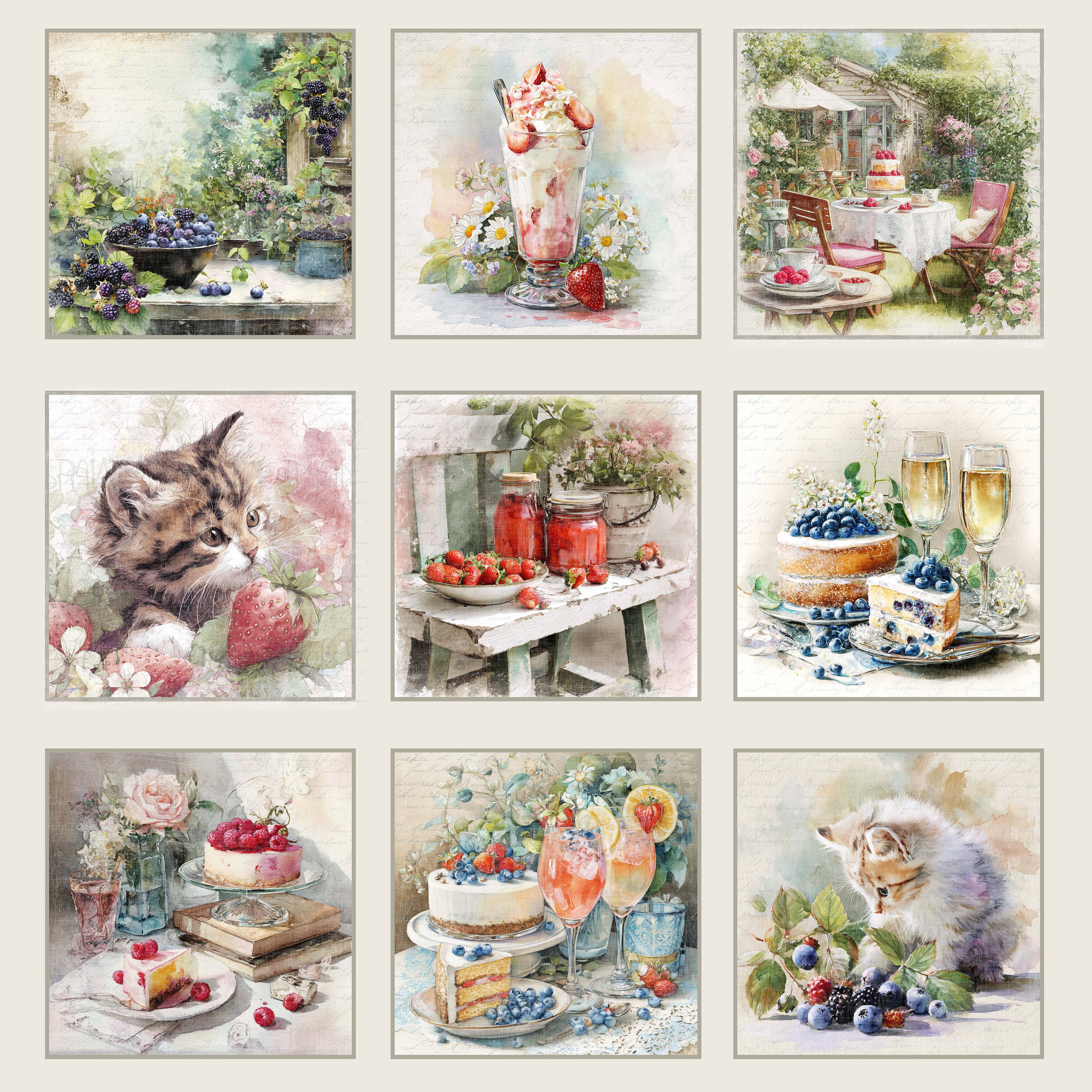 Reprint - Summer Garden Collection - Tags - 12 x 12"