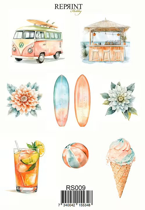 Reprint - Paper Stickers - The Beach Collection - 11x16 cm