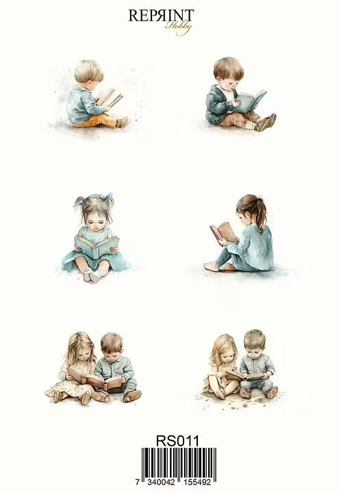 Reprint - Paper Stickers - The Bookshop Collection - Children Reading - 11x16 cm